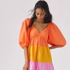 Farm Rio Tiered Colorblocked Maxi Dress
